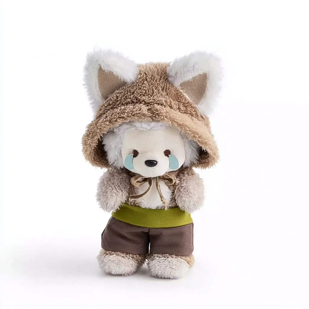 Crying puppy plush sample produced from the character artwork